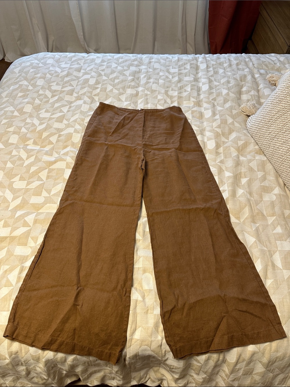 Faithfull the Brand Brown Wide-Leg Linen Pants